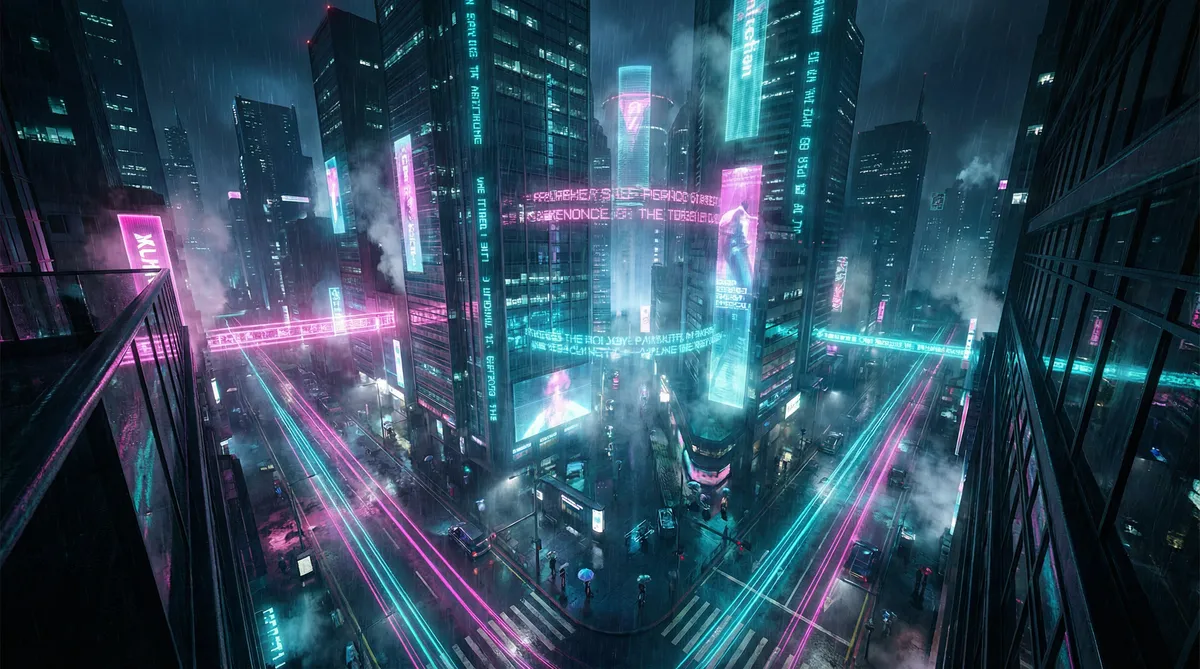 微云是什么 竖屏短剧平台首页背景 - 赛博朋克都市夜景